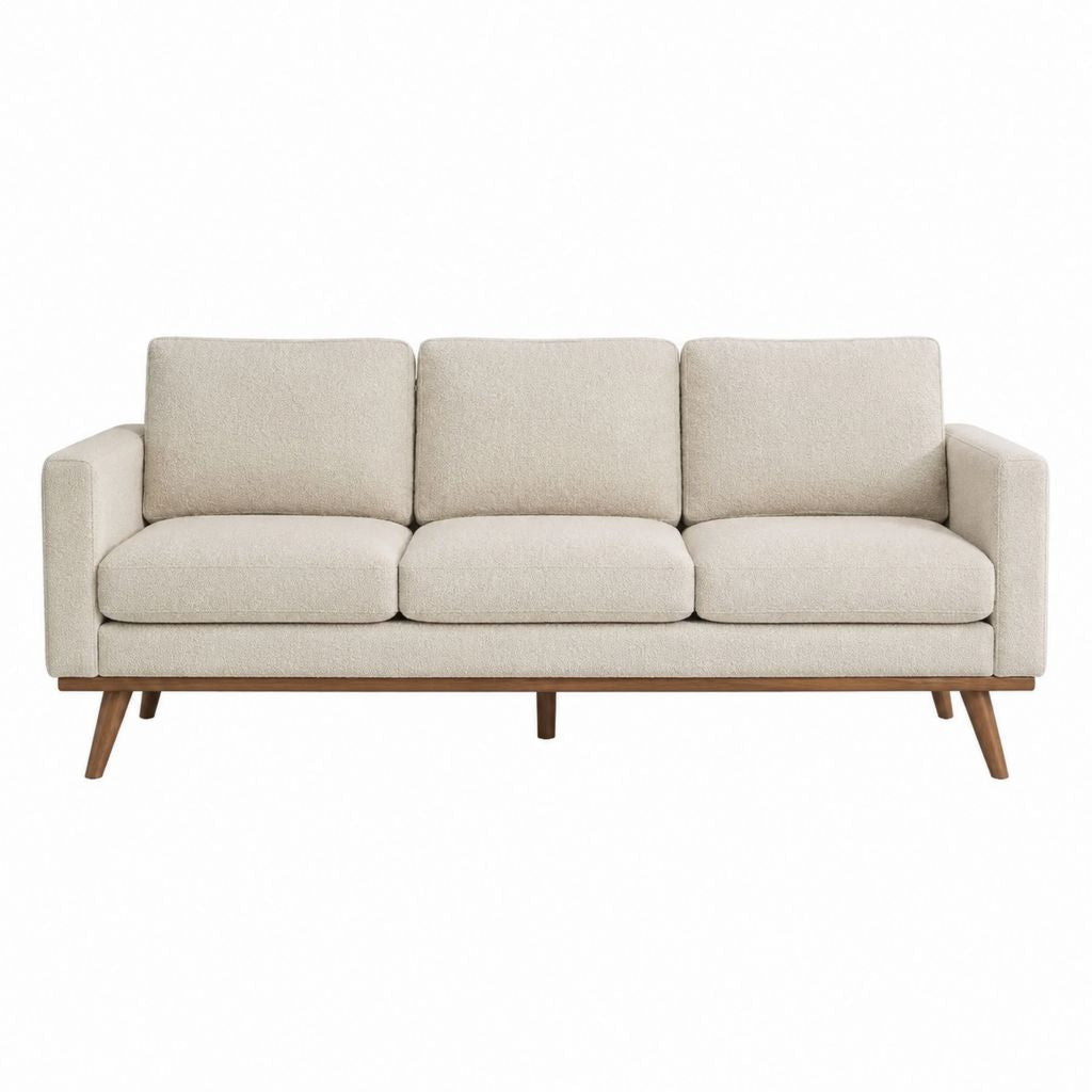 3-Sitzer Sofa Beige Polyester Rechteckig 200 x 85 x 85 cm