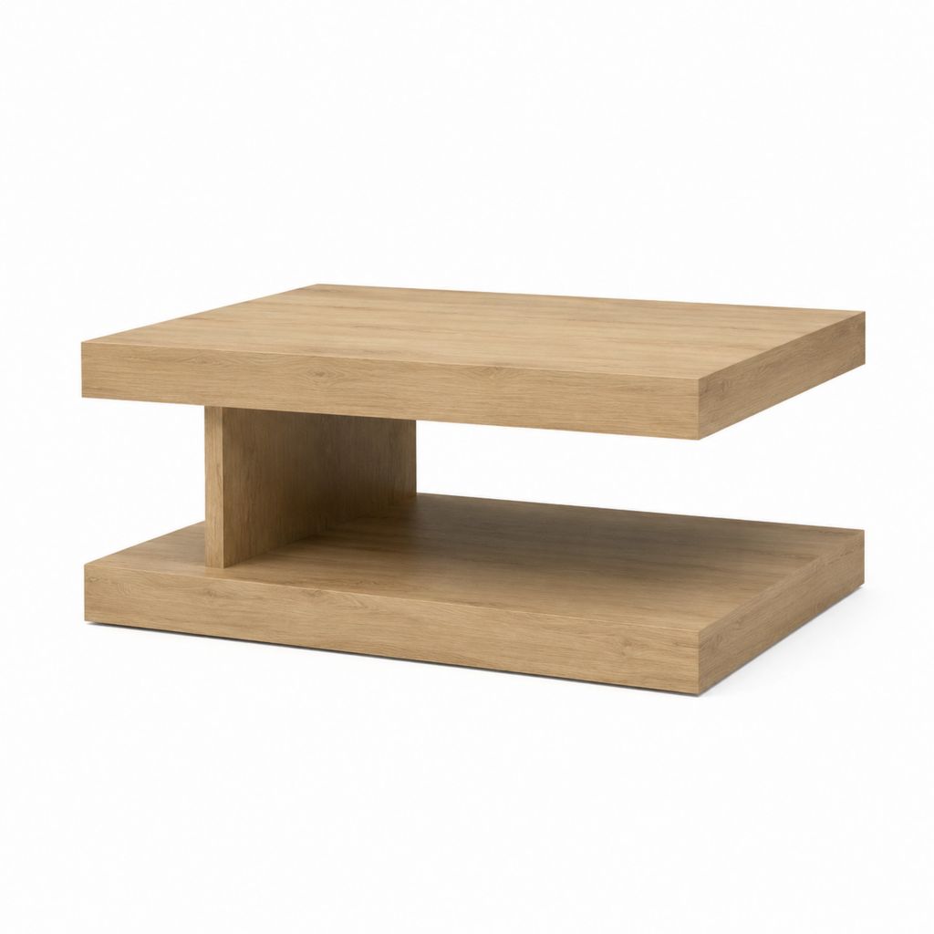 Couchtisch Eiche hell Holzwerkstoff rechteckig 100 x 60 x 40 cm mit Ablagefach