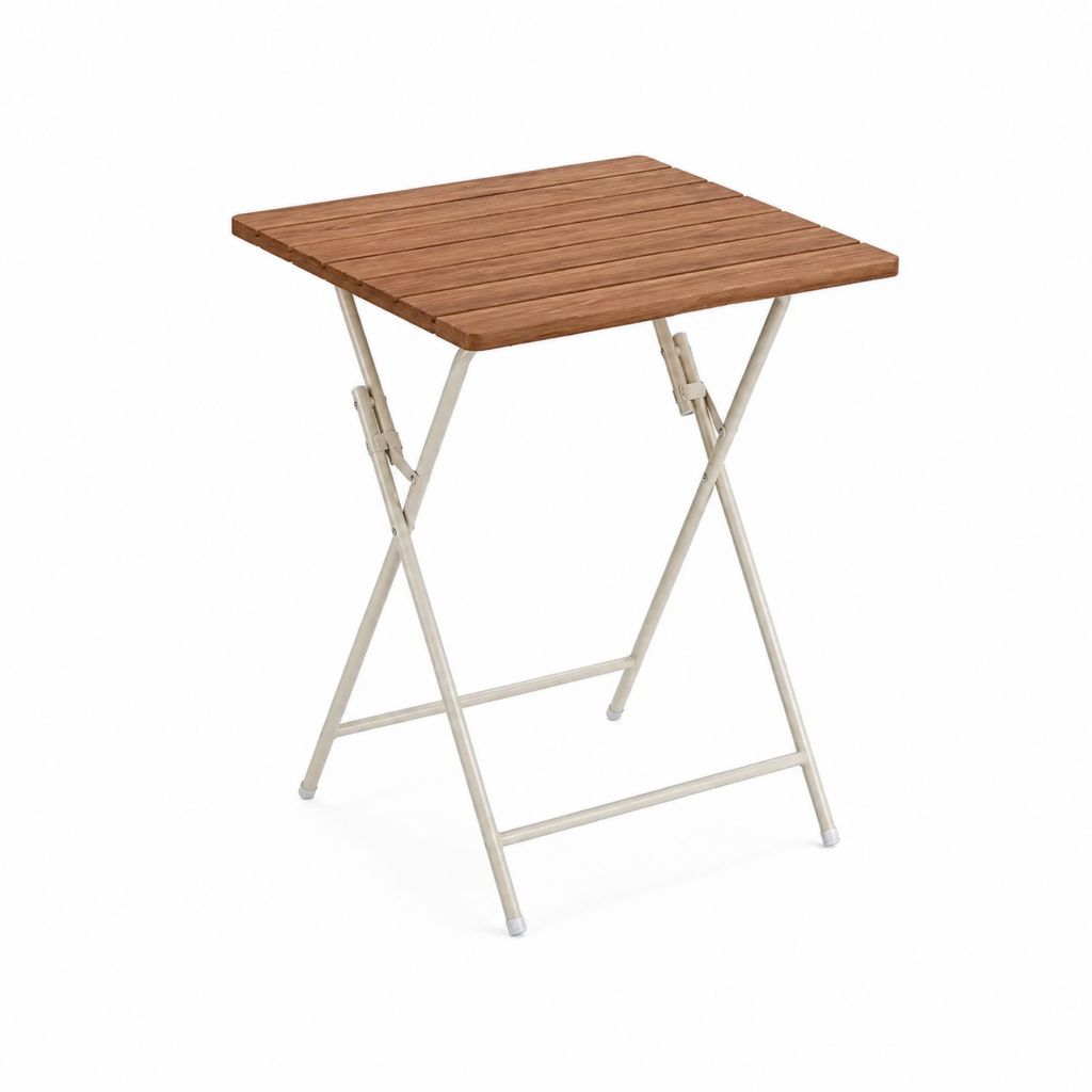 Klapptisch Braun Akazien-Massivholz Stahl quadratisch 70 x 70 x 70 cm