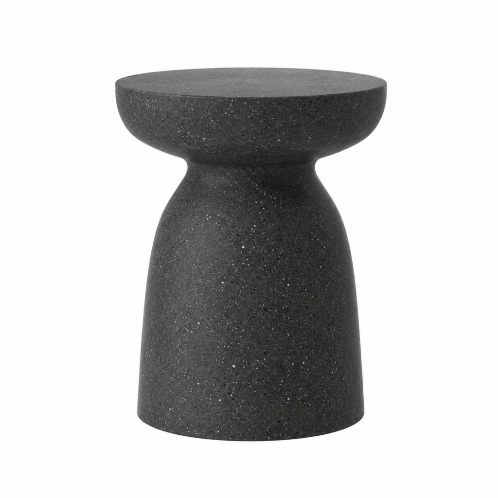 Beistelltisch Schwarz aus Faserzement rund 40 x 40 x 50 cm