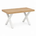 Ausziehbarer Esstisch Eicheoptik Weiß Holzwerkstoff Rechteckig 160/200 x 90 x 75 cm