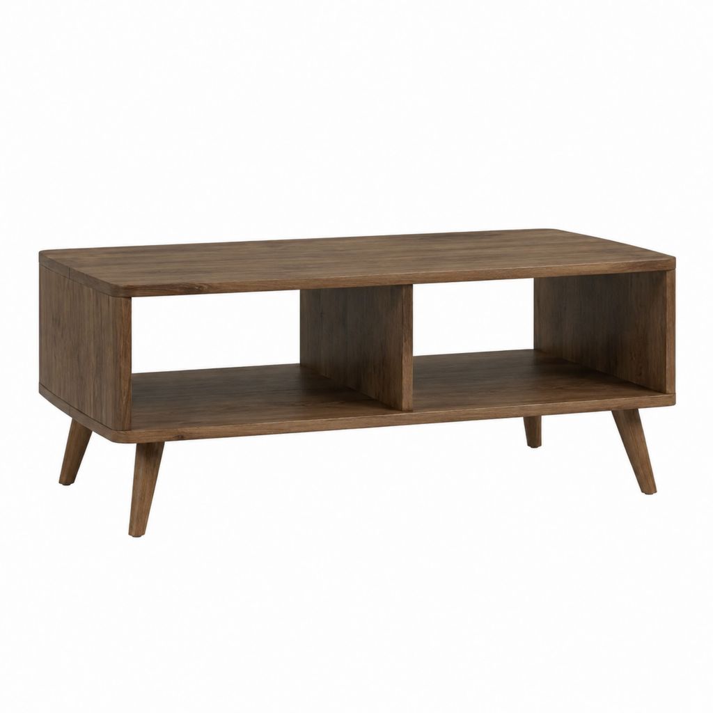 Couchtisch mit 2 offenen Fächern walnussbraun MDF rechteckig 100 x 50 x 45 cm