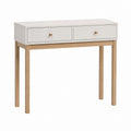 Konsolentisch mit 2 Schubladen Weiß MDF und Eiche rechteckig 100 x 35 x 80 cm