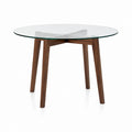 Runder Esstisch Transparent Sicherheitsglas Walnussholz 100 x 75 cm