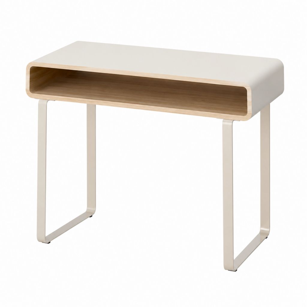 Konsolentisch Weiß mit Holzdekor und Stahlgestell 100 x 35 x 75 cm