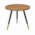 Runder Couchtisch Eiche Schwarz aus MDF mit Eichenfurnier und Stahl Ø 80 x 45 cm