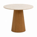 Runder Esstisch Beige Nussbraun MDF mit Melaminharzbeschichtung und Walnussfurnier Ø 120 cm Höhe 75 cm