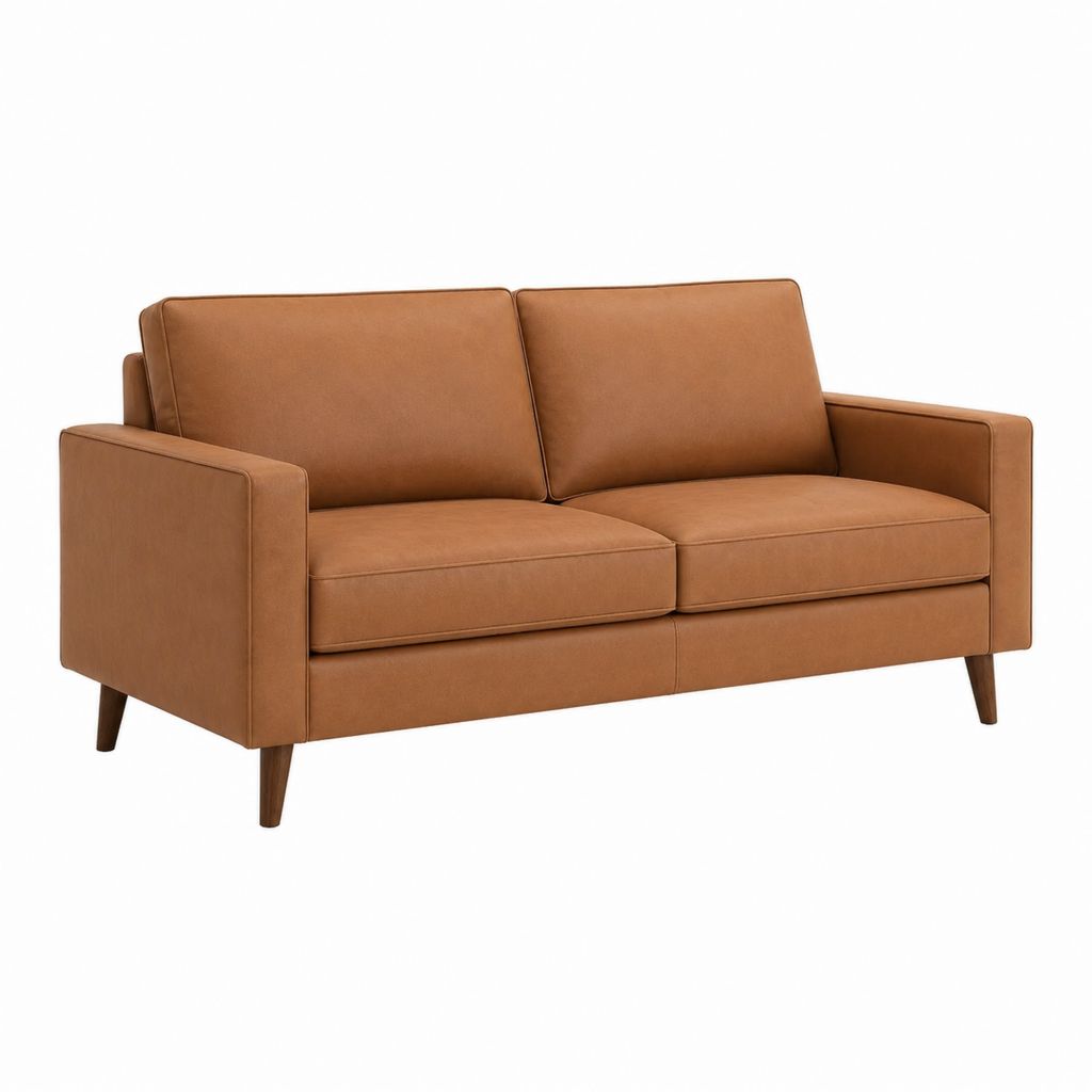2-Sitzer Sofa Cognac PU-Kunstleder rechteckig 160 x 88 x 85 cm