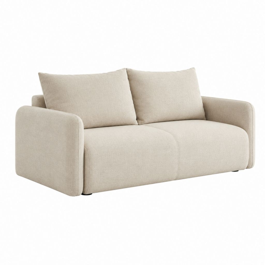 2-Sitzer Sofa Beige mit Polyesterbezug und Schaumstoffpolsterung 180 x 100 x 78 cm