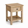 Beistelltisch Eiche natur Massivholz rechteckig mit Schublade und Ablage 45 x 35 x 60 cm