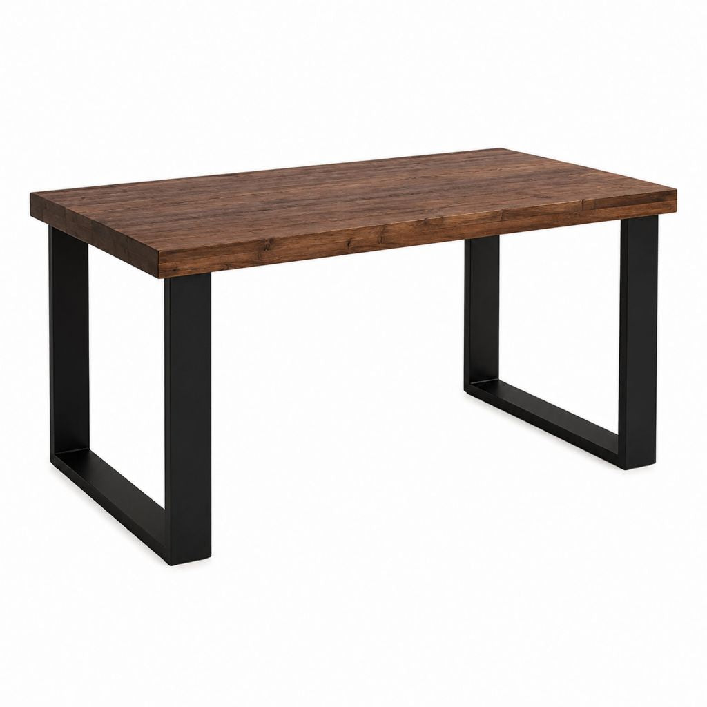 Esstisch Akazien-Massivholz Braun Schwarz Rechteckig 160 x 80 x 76 cm