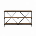 Konsolentisch rechteckig dunkelbraun schwarz aus Spanplatte und Stahl 160 x 35 x 90 cm mit 3 Ablagen