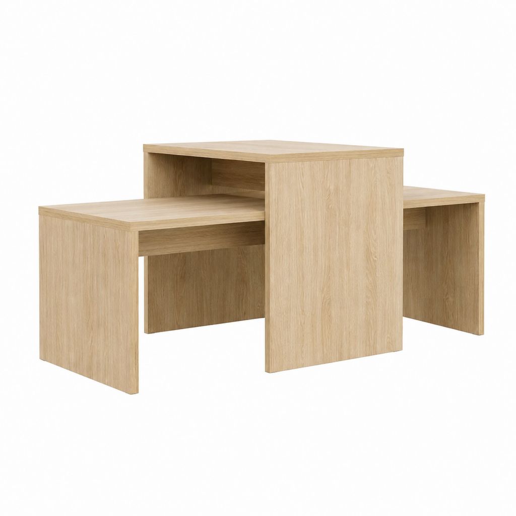 Couchtisch Set 3-teilig Eiche hell Spanplatte rechteckig 100 x 50 x 45 cm