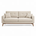 3-Sitzer Sofa Beige Polyester Rechteckig 200 x 88 x 85 cm mit Kissen