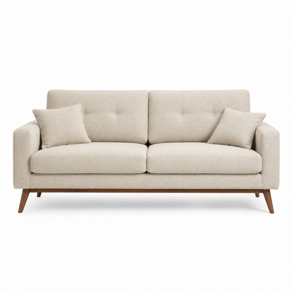 3-Sitzer Sofa Beige Polyester Rechteckig 200 x 88 x 85 cm mit Kissen